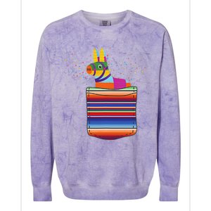 Serape Pocket Pinata Mexican Fiesta (Not An Actual Pocket) Colorblast Crewneck Sweatshirt