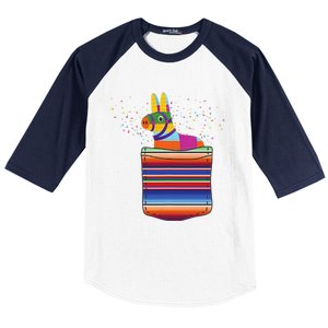 Serape Pocket Pinata Mexican Fiesta (Not An Actual Pocket) Baseball Sleeve Shirt