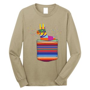 Serape Pocket Pinata Mexican Fiesta (Not An Actual Pocket) Long Sleeve Shirt