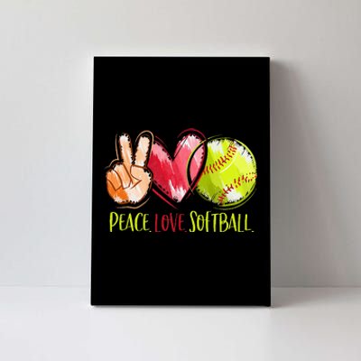 Softball Player Peace Love Softball Canvas