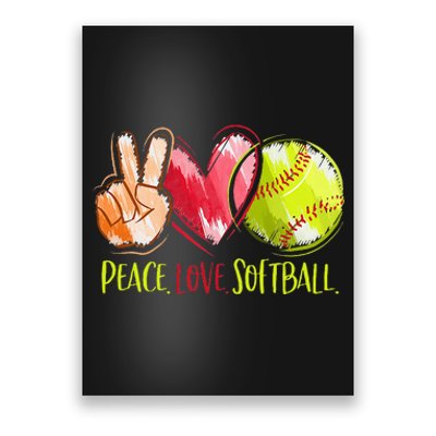 Softball Player Peace Love Softball Poster