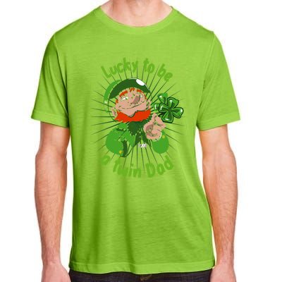 St Patrick`s Patricks Father`s Day Lucky To Be A Twin Dad Meaningful Gift Adult ChromaSoft Performance T-Shirt