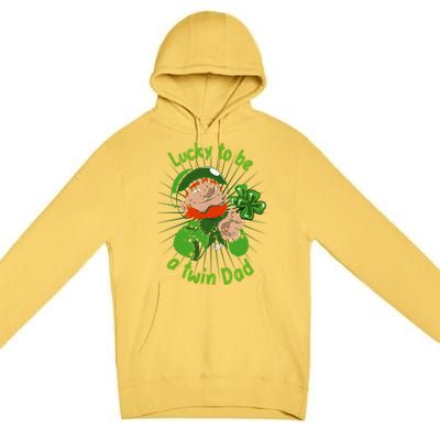 St Patrick`s Patricks Father`s Day Lucky To Be A Twin Dad Meaningful Gift Premium Pullover Hoodie