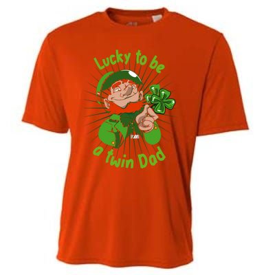 St Patrick`s Patricks Father`s Day Lucky To Be A Twin Dad Meaningful Gift Cooling Performance Crew T-Shirt