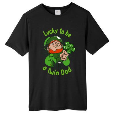 St Patrick`s Patricks Father`s Day Lucky To Be A Twin Dad Meaningful Gift Tall Fusion ChromaSoft Performance T-Shirt