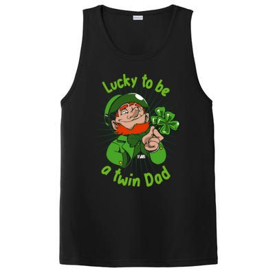 St Patrick`s Patricks Father`s Day Lucky To Be A Twin Dad Meaningful Gift PosiCharge Competitor Tank