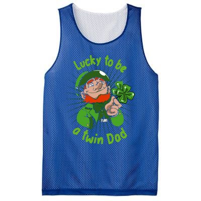 St Patrick`s Patricks Father`s Day Lucky To Be A Twin Dad Meaningful Gift Mesh Reversible Basketball Jersey Tank