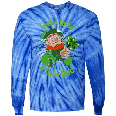 St Patrick`s Patricks Father`s Day Lucky To Be A Twin Dad Meaningful Gift Tie-Dye Long Sleeve Shirt