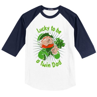 St Patrick`s Patricks Father`s Day Lucky To Be A Twin Dad Meaningful Gift Baseball Sleeve Shirt