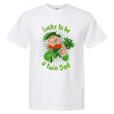 St Patrick`s Patricks Father`s Day Lucky To Be A Twin Dad Meaningful Gift Garment-Dyed Heavyweight T-Shirt