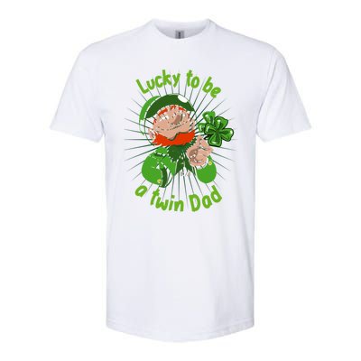 St Patrick`s Patricks Father`s Day Lucky To Be A Twin Dad Meaningful Gift Softstyle CVC T-Shirt