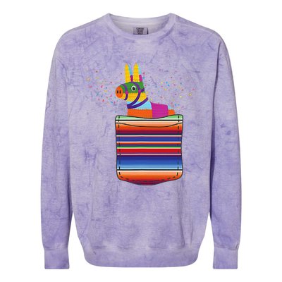 Serape Pocket Pinata Mexican Fiesta (Not An Actual Pocket) Colorblast Crewneck Sweatshirt