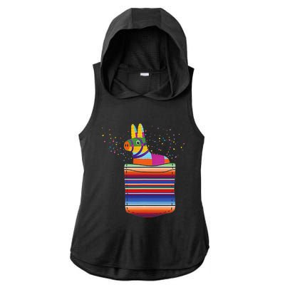 Serape Pocket Pinata Mexican Fiesta (Not An Actual Pocket) Ladies PosiCharge Tri-Blend Wicking Draft Hoodie Tank