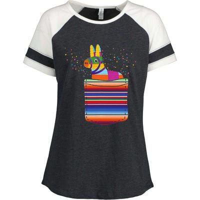 Serape Pocket Pinata Mexican Fiesta (Not An Actual Pocket) Enza Ladies Jersey Colorblock Tee