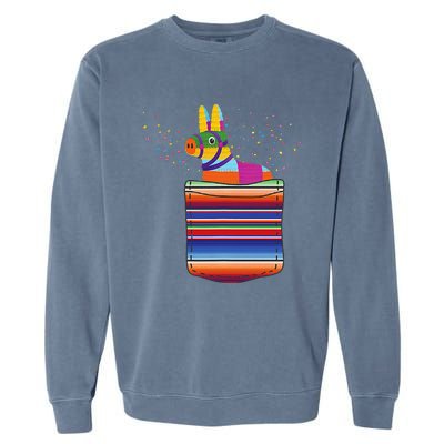 Serape Pocket Pinata Mexican Fiesta (Not An Actual Pocket) Garment-Dyed Sweatshirt