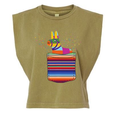 Serape Pocket Pinata Mexican Fiesta (Not An Actual Pocket) Garment-Dyed Women's Muscle Tee