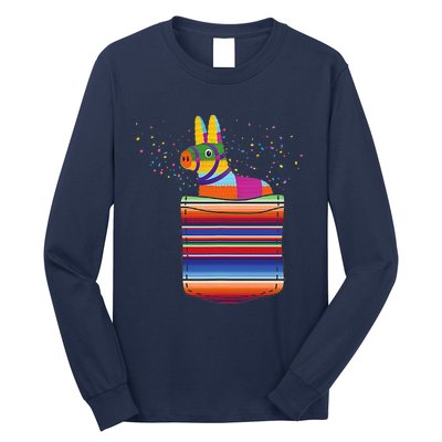 Serape Pocket Pinata Mexican Fiesta (Not An Actual Pocket) Long Sleeve Shirt