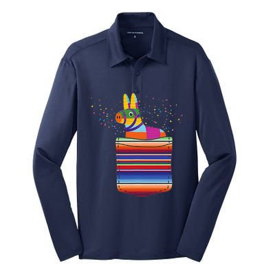 Serape Pocket Pinata Mexican Fiesta (Not An Actual Pocket) Silk Touch Performance Long Sleeve Polo