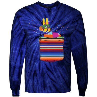 Serape Pocket Pinata Mexican Fiesta (Not An Actual Pocket) Tie-Dye Long Sleeve Shirt