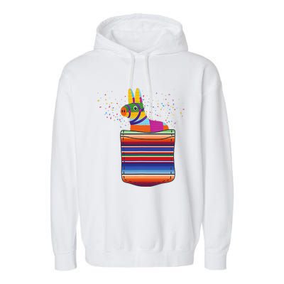 Serape Pocket Pinata Mexican Fiesta (Not An Actual Pocket) Garment-Dyed Fleece Hoodie