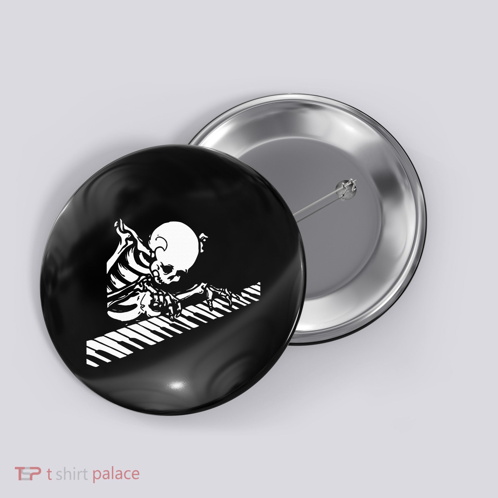 Skeleton Playing Piano Halloween Costume Pianist Musician Button