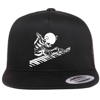 Skeleton Playing Piano Halloween Costume Pianist Musician Flatbill Hat