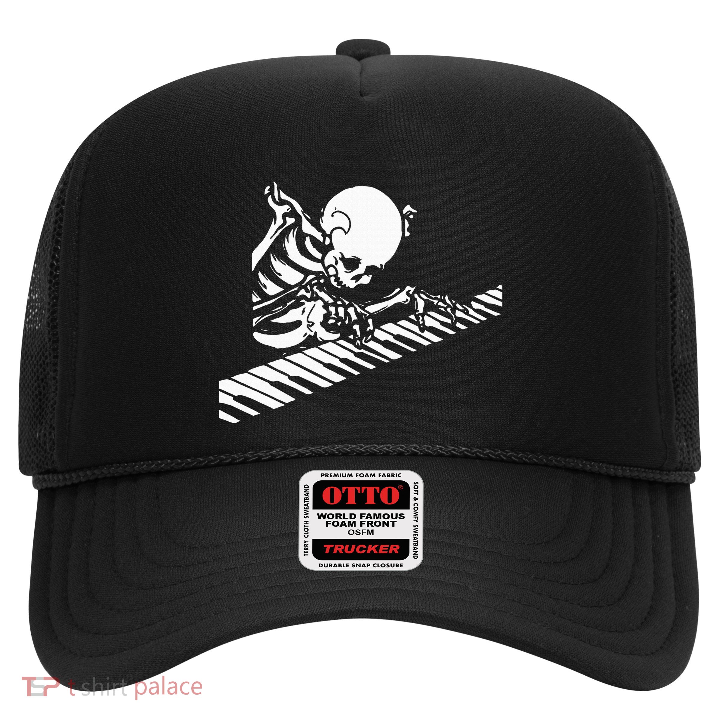 Skeleton Playing Piano Halloween Costume Pianist Musician Trucker Hat
