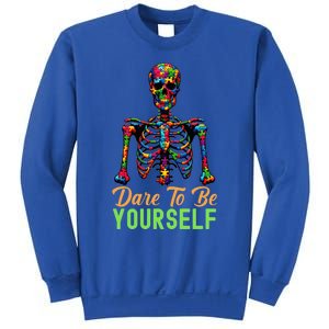 Skeleton Puzzle Pieces Autism Awareness Dare To Be Yourself Gift Sweatshirt