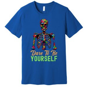 Skeleton Puzzle Pieces Autism Awareness Dare To Be Yourself Gift Premium T-Shirt