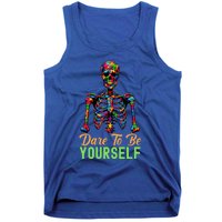 Skeleton Puzzle Pieces Autism Awareness Dare To Be Yourself Gift Tank Top