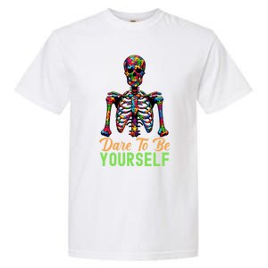 Skeleton Puzzle Pieces Autism Awareness Dare To Be Yourself Gift Garment-Dyed Heavyweight T-Shirt