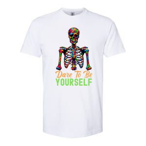 Skeleton Puzzle Pieces Autism Awareness Dare To Be Yourself Gift Softstyle CVC T-Shirt