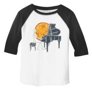 Skeleton Playing Piano Moon Halloween Toddler Fine Jersey T-Shirt