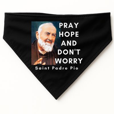 Saint Padre Pio Pray Hope And Dont Worry Catholic Christian USA-Made Doggie Bandana