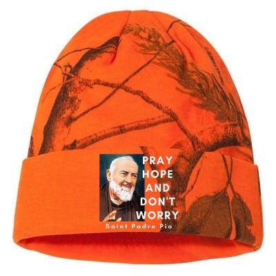 Saint Padre Pio Pray Hope And Dont Worry Catholic Christian Kati Licensed 12" Camo Beanie