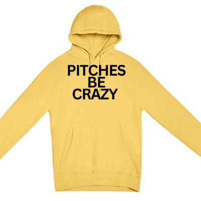 Softball Player Pitches Be Crazy Baseball Fun Baseball Gift Premium Pullover Hoodie