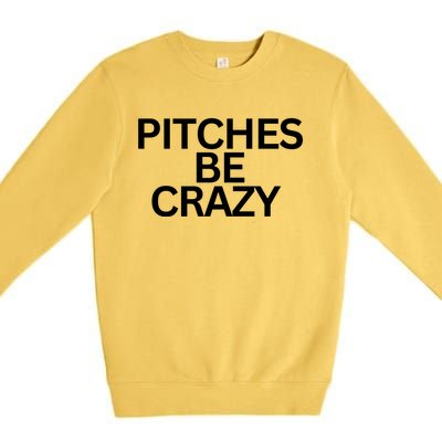 Softball Player Pitches Be Crazy Baseball Fun Baseball Gift Premium Crewneck Sweatshirt