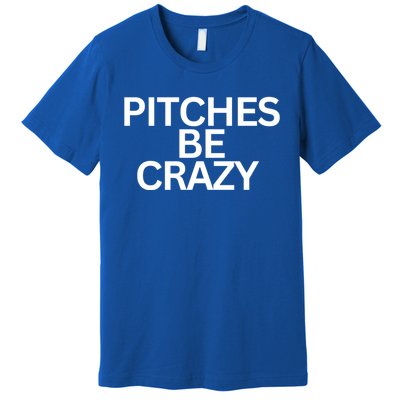 Softball Player Pitches Be Crazy Baseball Fun Baseball Gift Premium T-Shirt