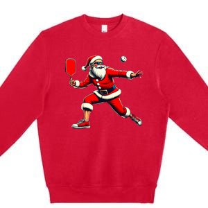 Santa Playing Pickleball Paddleball Premium Crewneck Sweatshirt