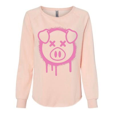 Spray Paint Pig Black Womens California Wash Sweatshirt