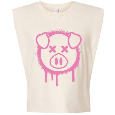 Spray Paint Pig Black Garment-Dyed Women's Muscle Tee