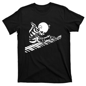 Skeleton Playing Piano Halloween Costume Pianist Musician T-Shirt