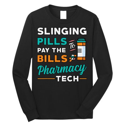 Slinging Pills Pharmacy Tech Vintage Technician Pharmacist Long Sleeve Shirt