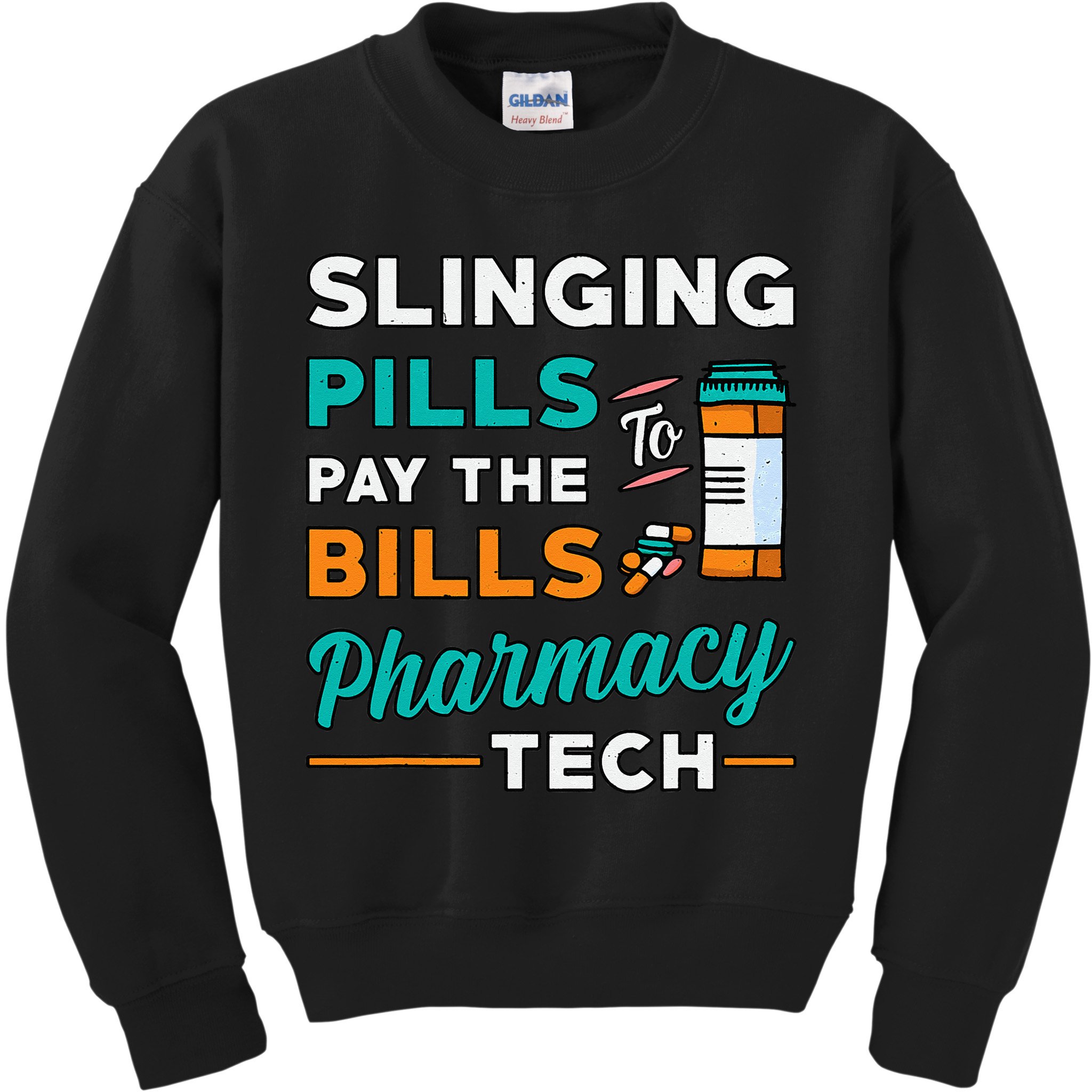 Slinging Pills Pharmacy Tech Vintage Technician Pharmacist Kids Sweatshirt