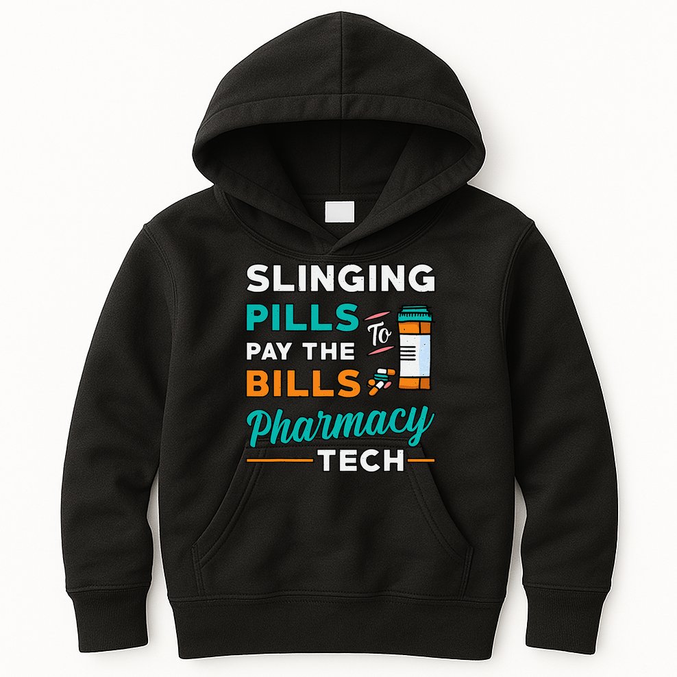 Slinging Pills Pharmacy Tech Vintage Technician Pharmacist Kids Hoodie