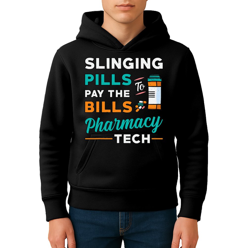 Slinging Pills Pharmacy Tech Vintage Technician Pharmacist Kids Hoodie