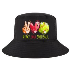 Softball Player Peace Love Softball Cool Comfort Performance Bucket Hat