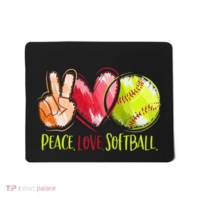 Softball Player Peace Love Softball Mousepad