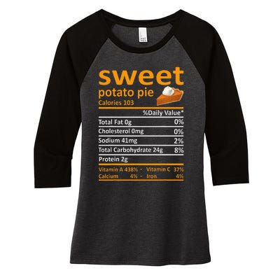 Sweet Potato Pie Nutrition Food Thanksgiving Funny Xmas Women's Tri-Blend 3/4-Sleeve Raglan Shirt