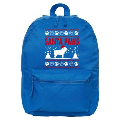 Santa Paw Pug Dog Merry Christmas Funny Pajamas Ugly Xmas Gift 16 in Basic Backpack